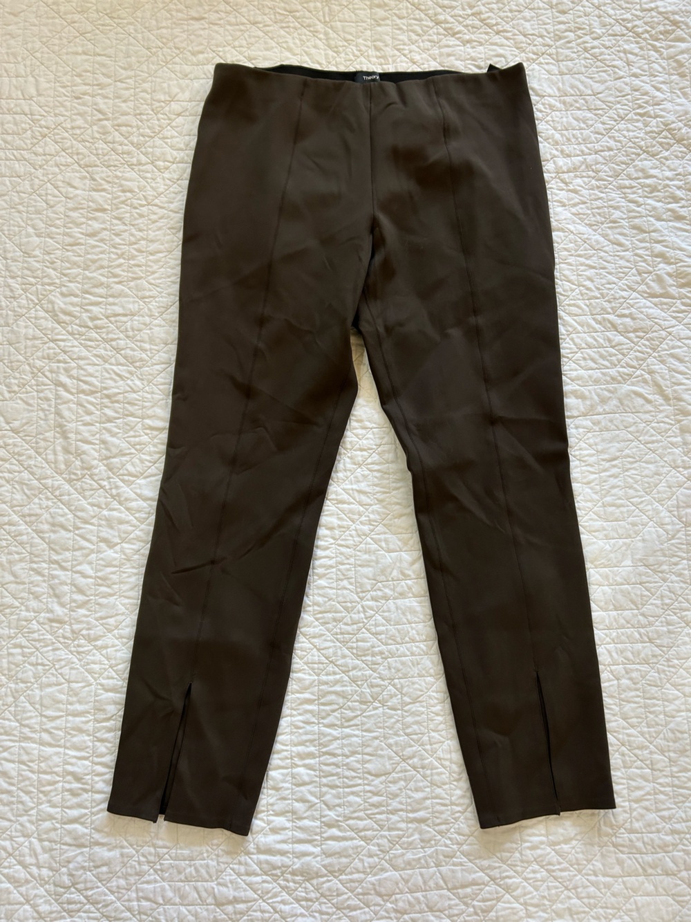 Theory slit leggings in brown core scuba XL